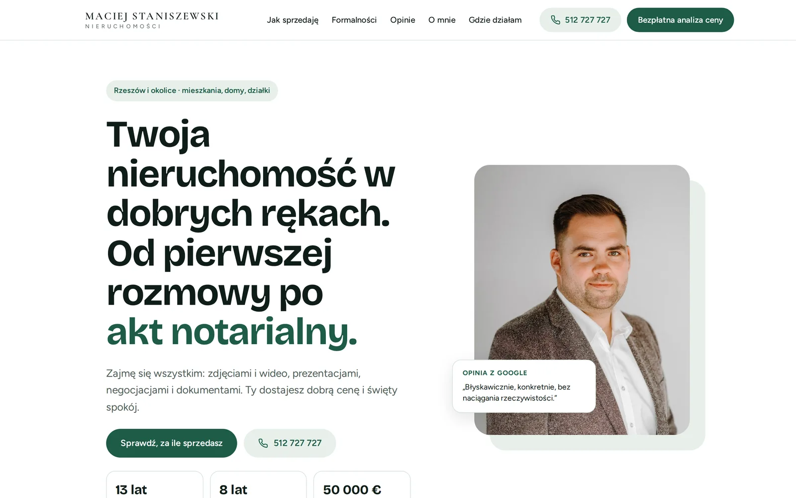 Przykładowa strona agenta nieruchomości wykonana w Umowio